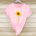 Fashion Letters sunflower print casual shortsleeved Tshirt womenpicture21