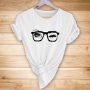 Fashion glasses eyelash printing casual short sleeve Tshirt womenpicture1