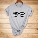 Fashion glasses eyelash printing casual short sleeve Tshirt womenpicture2