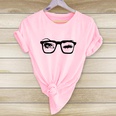 Fashion glasses eyelash printing casual short sleeve Tshirt womenpicture21