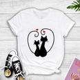 Fashion Two Cats Heart Print Casual Short Sleeve TShirt Womenpicture5