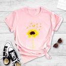 Fashion Sunflower Butterfly Print Casual Short Sleeve TShirt Womenpicture4