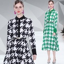 Fashion new long sleeve printed houndstooth maxi dresspicture7