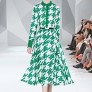 Fashion new long sleeve printed houndstooth maxi dresspicture6