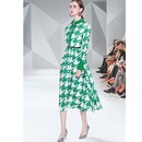 Fashion new long sleeve printed houndstooth maxi dresspicture8