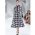 Fashion new long sleeve printed houndstooth maxi dresspicture21
