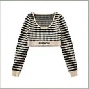 Lingge cropped navel short longsleeved striped knitted sweater womens toppicture13