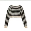 Lingge cropped navel short longsleeved striped knitted sweater womens toppicture14
