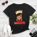 Fashion Black Girl Print Casual Short Sleeve TShirt Women Crownpicture3