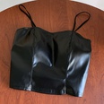 Fashion girl waist PU leather pleated thin sling beautiful vestpicture11