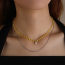 fashion yellow beads zircon pendent double chain necklacepicture6