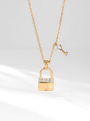 fashion small lock key pendant copper inlaid zircon clavicle chainpicture8