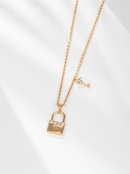 fashion small lock key pendant copper inlaid zircon clavicle chainpicture10