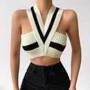 Fashion knitted vest striped sleeveless Vneck slim versatile halter toppicture7