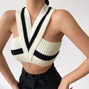 Fashion knitted vest striped sleeveless Vneck slim versatile halter toppicture8