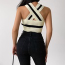 Fashion knitted vest striped sleeveless Vneck slim versatile halter toppicture9