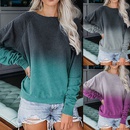 New Raglan Gradient Sleeve Print Casual Loose Toppicture7