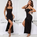 Fashion new solid color womens hip sling slit dresspicture6