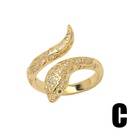 retro snake ring female copper plated 18K real gold diamond index finger ringpicture9