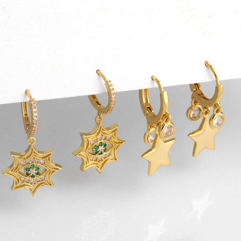 Fashion pentagram female retro copper earrings