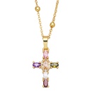 fashion cross shaped pendant microset colorful gem zircon necklacepicture7