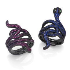 hip-hop copper micro-set zircon snake ring female fashion black ring