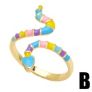 fashion snakeshaped open ring creative cute color drip oil copper ring femalepicture5