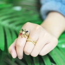 fashion copper inlaid color zircon flower cross ring femalepicture7