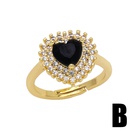 fashion geometric copper ring female full of diamond zircon heartshaped ringpicture7