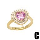 fashion geometric copper ring female full of diamond zircon heartshaped ringpicture8