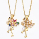 fashion color zircon bohemian flamingo copper necklace wholesalepicture5