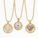 jewelry zircon hollow heart shaped pendant creative geometric round eye necklacepicture5