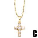 fashion pearl inlaid zircon cross shaped copper necklace wholesalepicture8