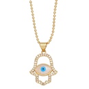 fashion pendant geometric heart shaped zircon inlaid devils eye copper necklacepicture6