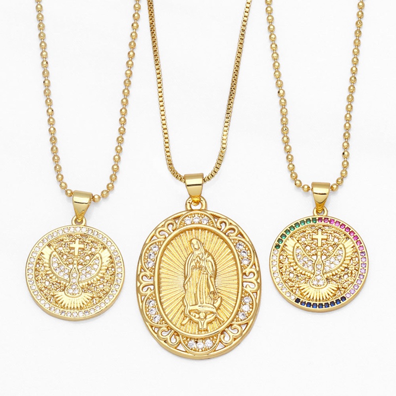 fashion zircon Virgin Mary peace dove pendant copper collarbone chain wholesale