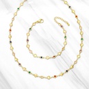 bohemian style colorful zircon heart chain copper necklace braceletpicture5