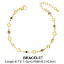 bohemian style colorful zircon heart chain copper necklace braceletpicture7