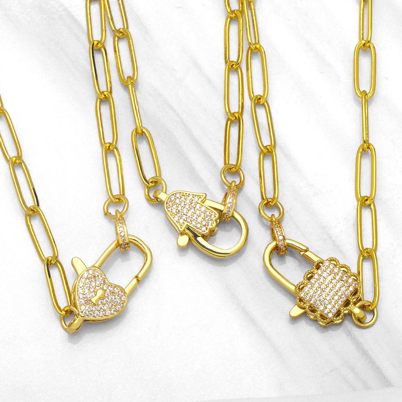 retro choker heart shaped lock thick chain copper clavicle chain wholesale