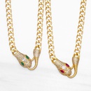 vintage snake shaped Cuban chain punk full zircon copper necklace wholesalepicture7