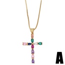 new jewelry inlaid colored zircon cross copper necklace wholesalepicture7
