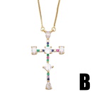 new jewelry inlaid colored zircon cross copper necklace wholesalepicture8