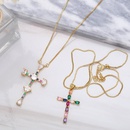 new jewelry inlaid colored zircon cross copper necklace wholesalepicture9