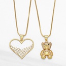 cute animal bear heart shaped inlaid zircon pendant copper necklace wholesalepicture6