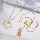 cute animal bear heart shaped inlaid zircon pendant copper necklace wholesalepicture9