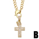 fashion crown cross heart shaped pendant Cuban chain copper necklace wholesalepicture8