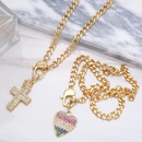 fashion crown cross heart shaped pendant Cuban chain copper necklace wholesalepicture9
