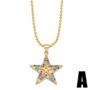 fashion cross colored zircon fivepointed star retro copper clavicle chainpicture7