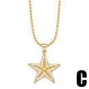 fashion cross colored zircon fivepointed star retro copper clavicle chainpicture9