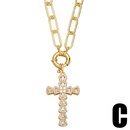 vintage inlaid zircon cross shaped copper necklace wholesalepicture9