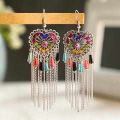 new Chinese style long chain tassel ethnic crystal earrings